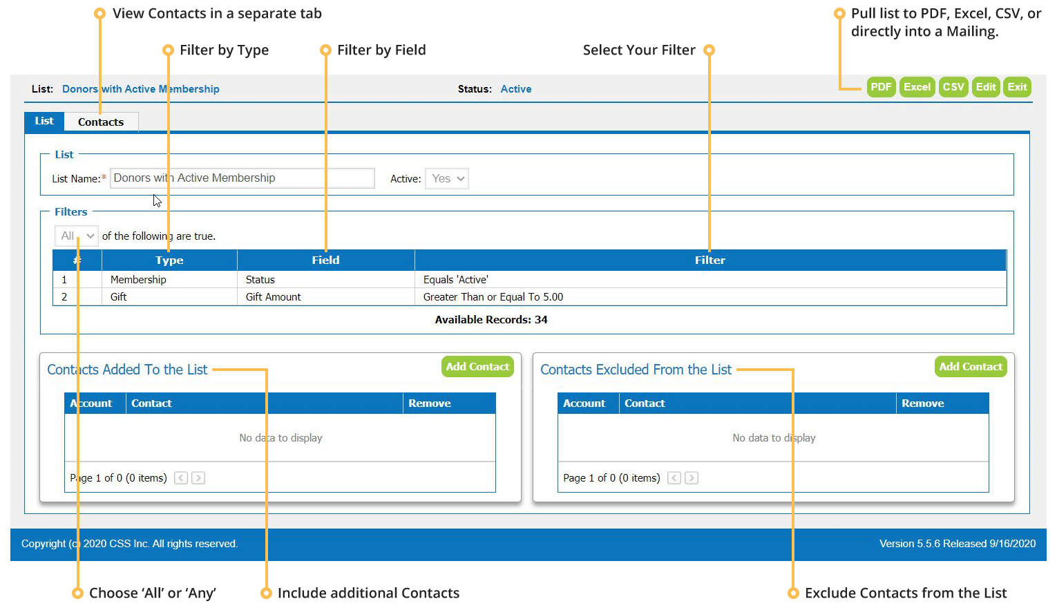 List Building screenshot