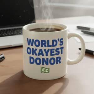 eleo nonprofit world's okayest donor mug